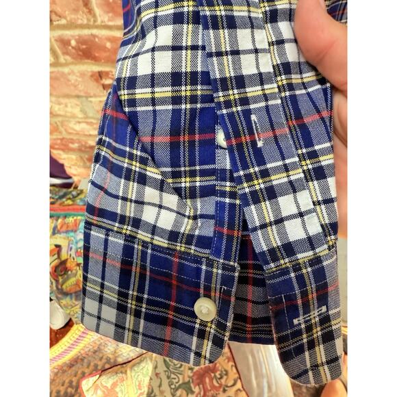 Ralph Lauren Men's Classic Fit Plaid Oxford Size Preppy Blue Red Navy Plaid - Picture 8 of 9